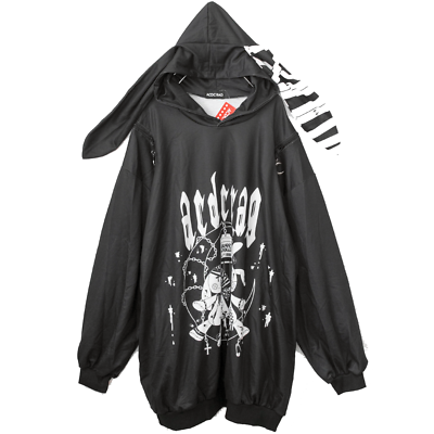 ACDC RAG Goth Emo Punk Bunny Ear Oversized Cute Hoodie