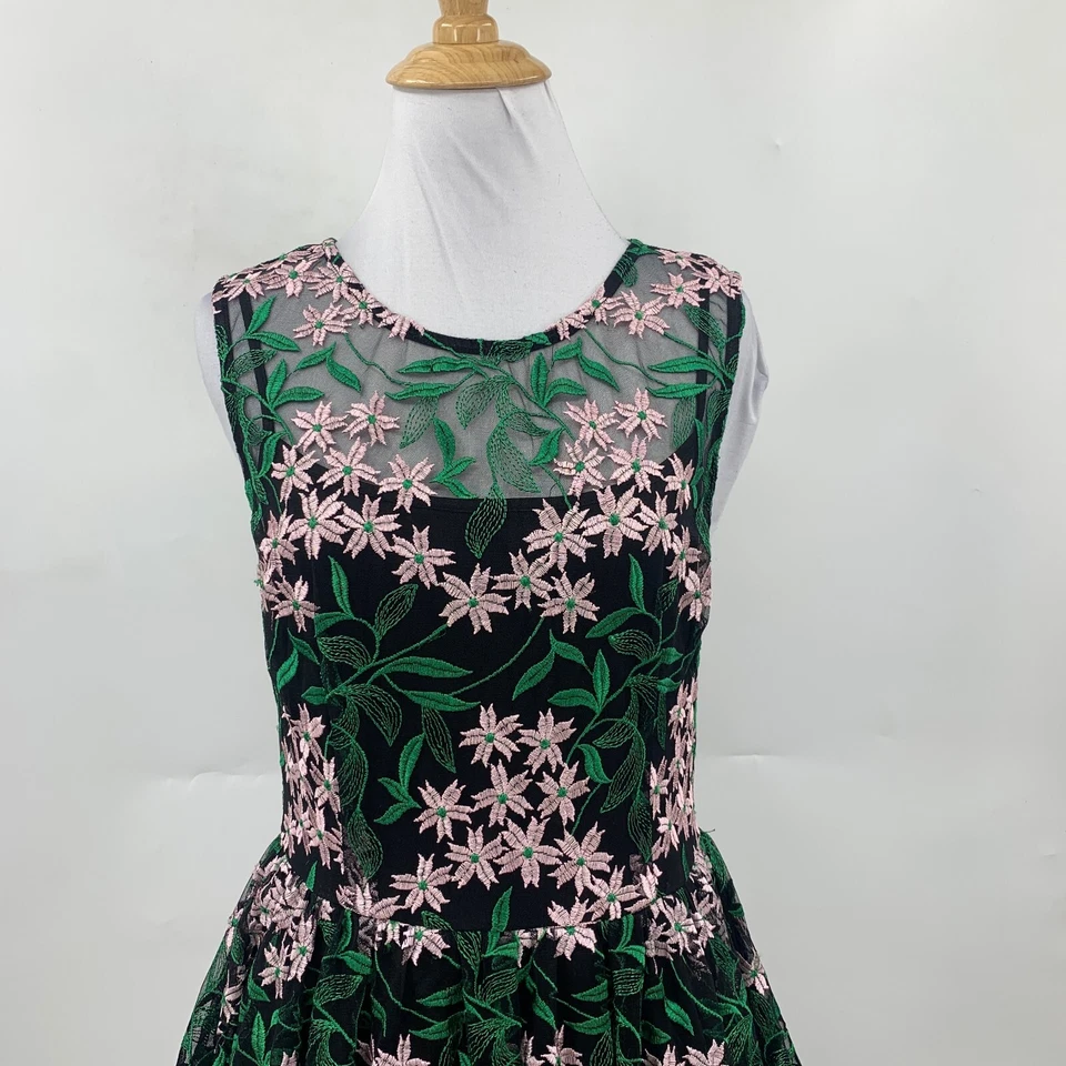 Vestido Eva By Eva Franco Para Mujer 6 Floral Renee Bordado Tul Falda Cremallera Trasera Foto 3 de 4