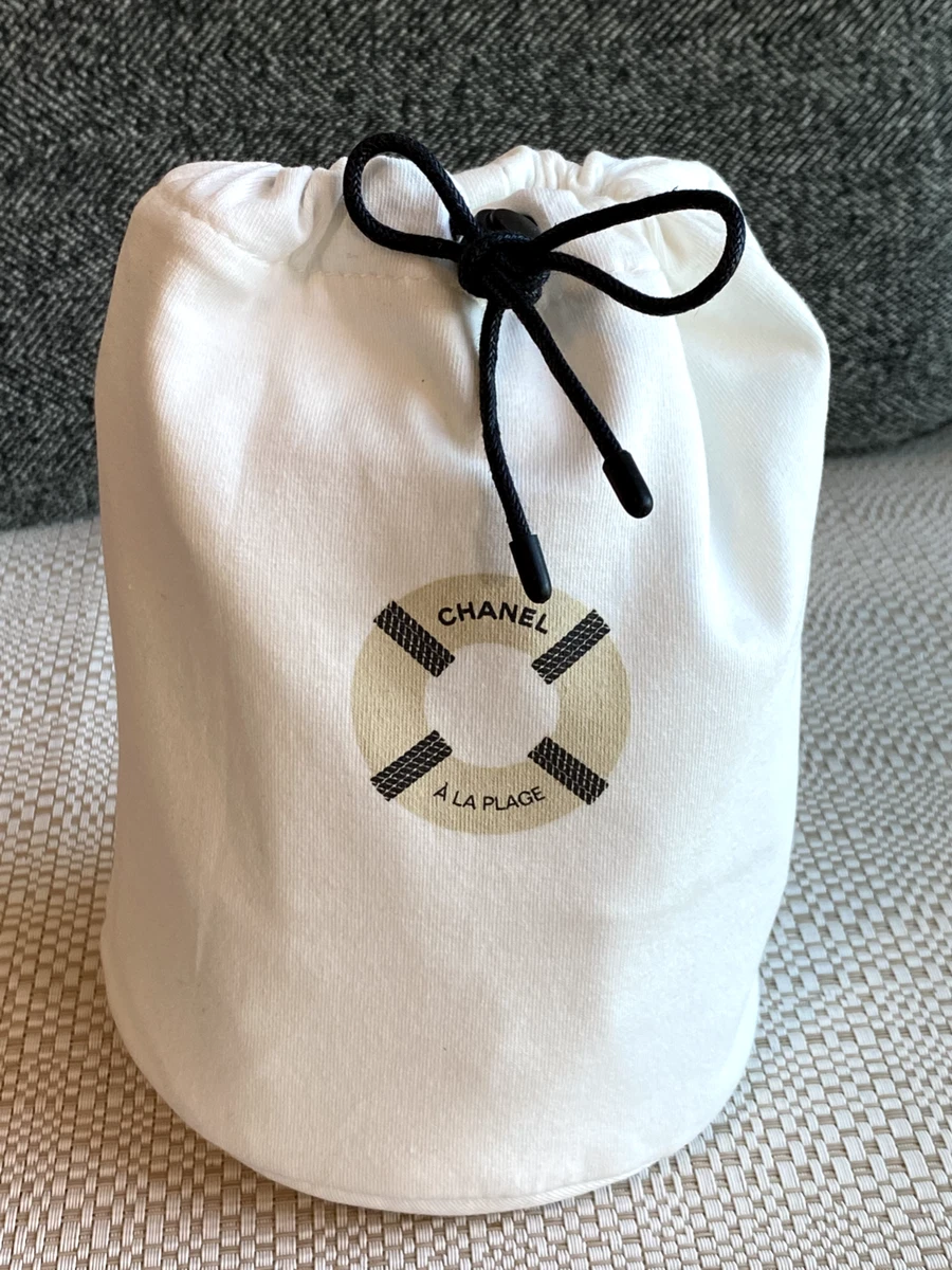 NEW CHANEL Beauty White Makeup Cosmetic Drawstring Bag Travel VIP Gift