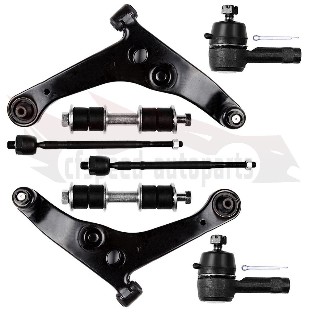 8X Front Lower Control Arms Tie Rods Sway Bar Set For 2002-06 Mitsubishi Lancer