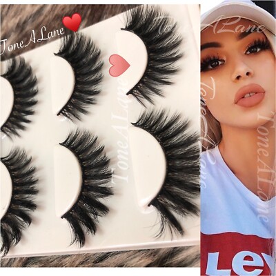 US SELLER | 3x Mink Lashes Eyelashes 3D WISPY Eyelash Extension Makeup Glamour
