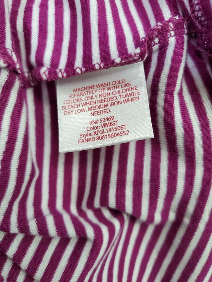 Camisa Blusa Top Mujer Faded Glory Talla XXL 20 2XL 2X Grande Púrpura Blanco Rayas Foto 3 de 4