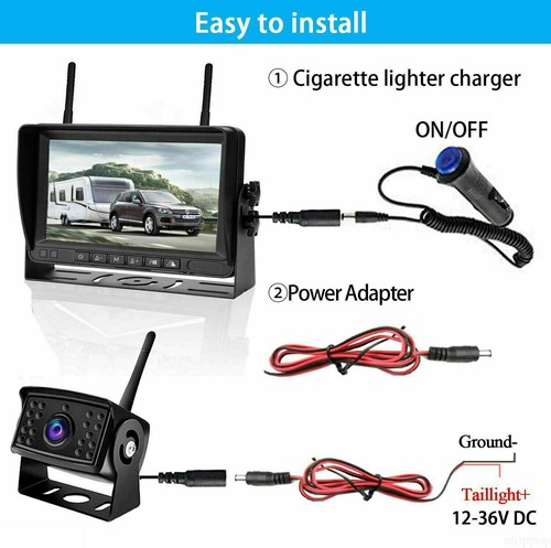 Digital Wireless IR Rear view Backup Camera HD 7'' Monitor for Van Truck RV Bus - Picture 4 of 12