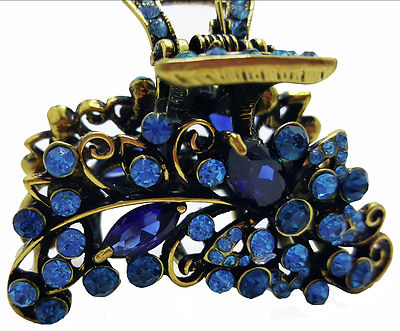 Rhinestone Double Flower Hair Clip, Crystal Hair Claw Clips For Women, Jeweled Hairs Clips For A