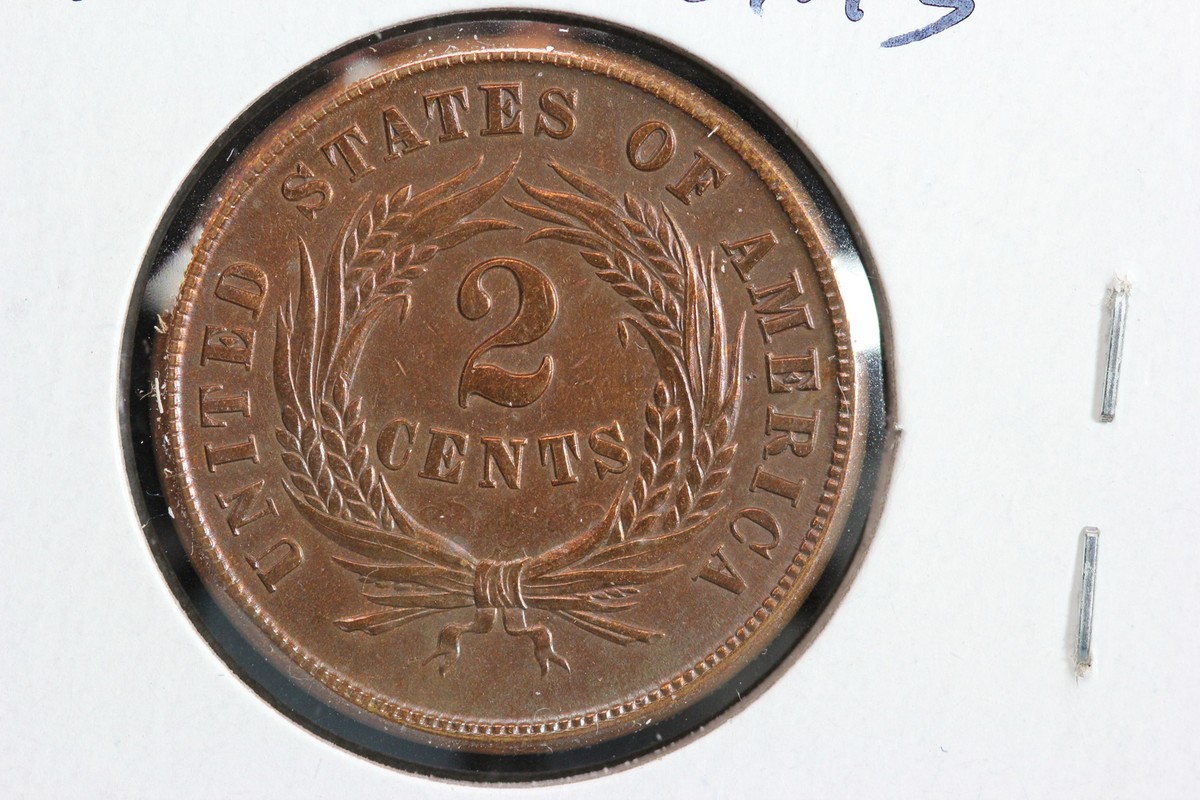 【なっお】②FB 1864 2 Cent BU Lamination Error & Clashed Reverse Die Error 1O6F