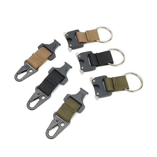 Tactical Military Keychain Quick Release Carabiner EDC Gear Clip Key Hook Buckle - Picture 3 of 15