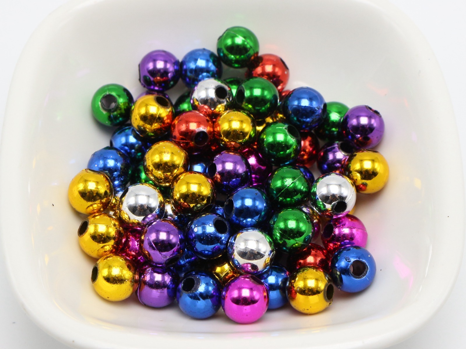 200pcs Mixed Metallic Color Acrylic Round Beads 8mm DIY Christmas Craft