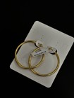 Aqua  Yellow Gold Plated 3mm x 50mm Hoop Earrings $40 New — photo 2