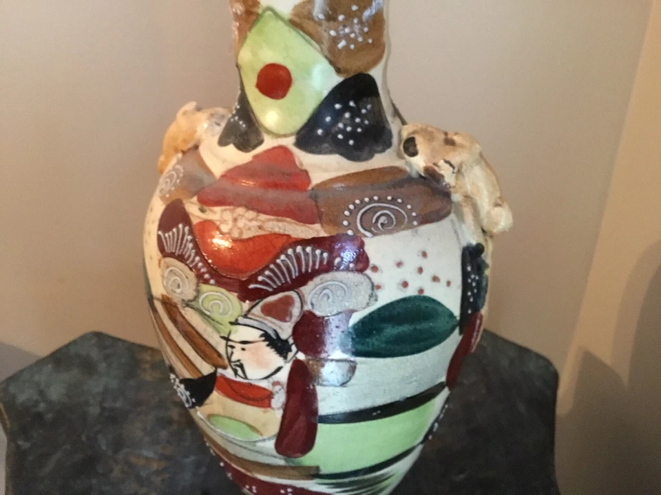 Jarrón antiguo japonés Satsuma Meji período muy antiguo del siglo XIX Foto 4 de 4