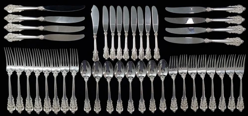 Wallace Grand Baroque Sterling Silver set! Five piece service for Eight, plus 1!