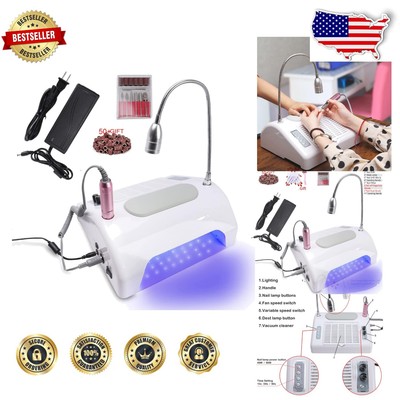 40W Nail Dust Vacuum Collector with 48W/96W UV LED Lamp & Ergonomic Hand Cushion