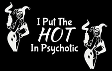 Harley Quinn Smoking Gun Three 5" White Vinyl Decals Car Truck Windows laptop