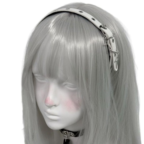 Punk Crosses Gothic PU Hairband For Women 2000s Harajuku Grommet Accessory - Picture 3 of 13
