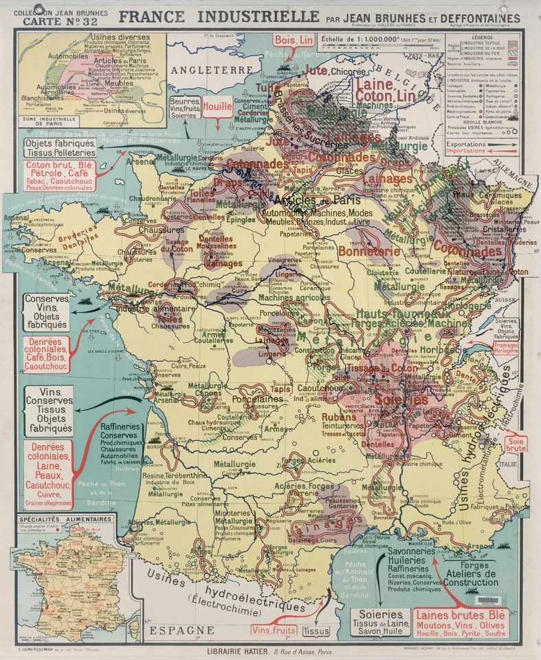 Carte régions France Lorraine Bretagne Normandie Alsace Ecole - Photo 1/1