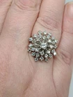 4Ct Round Cut Simulated Diamond Cluster Engagement Ring 14K White Gold Plated