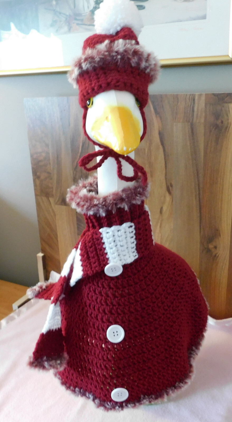 Goose Sweater Crochet, Outdoor Decor, Goose Outfit, Goose Clothes, Goose Hat, Bu
