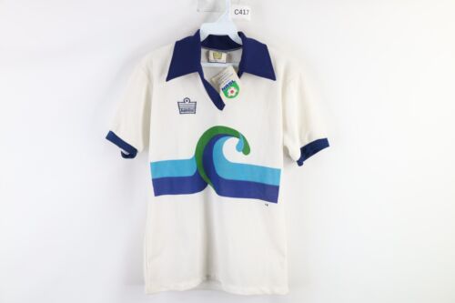 NOS Vintage 70s Mens Small Collared NASL California Surf Soccer Jersey White USA - Picture 1 of 10
