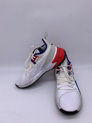 Puma Basketball Uproar PA Detroit Palace White Red Blue Hoops 192776-01 Size 9