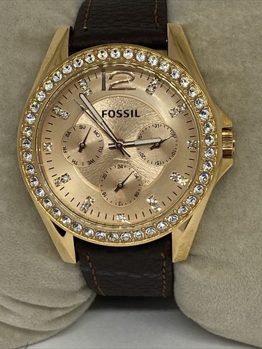 Fossil Riley ES2811 Women's Dark Brown Leather Analog Dial Quartz Watch RQ560 - Picture 2 of 12