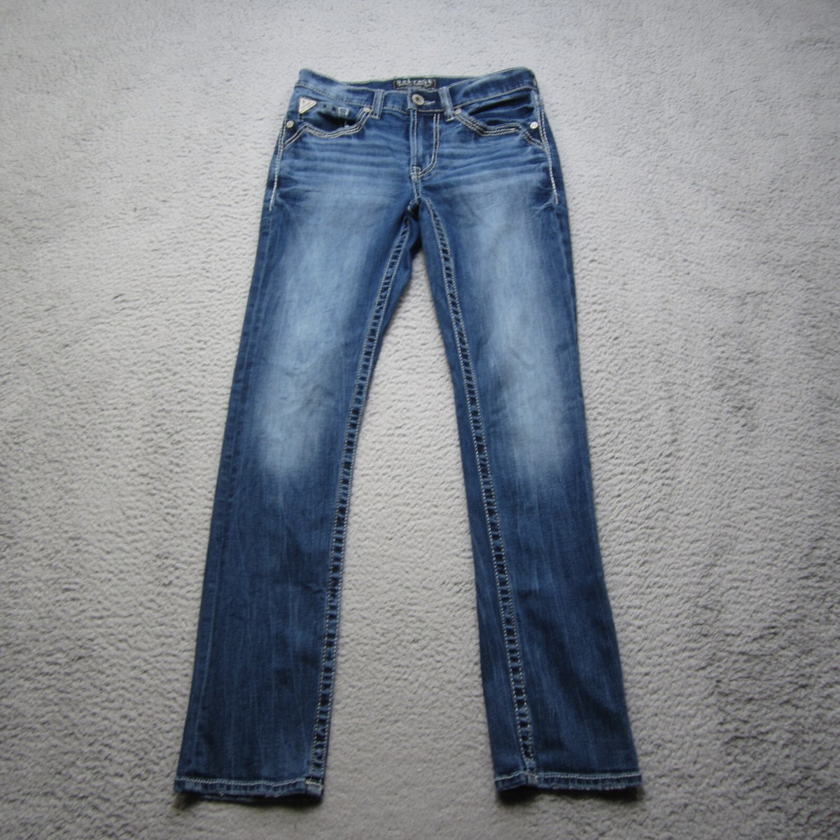 Salvage Jeans Mens 30 Havoc Straight Slim Stitching Buckle Denim