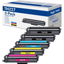 5PK TN227 Color Toner Compatible with Brother HL-L3210 CW HL-L3230 CDW Printer