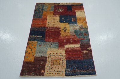 3 x 5 ft Multicolor Checkered Gabbeh Tribal Afghan Hand Knotted Area Rug