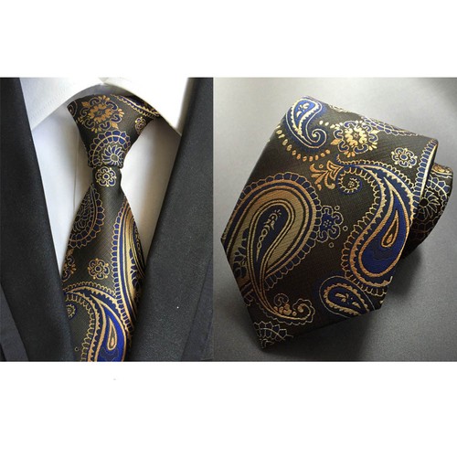 Cravatta uomo Paisley floreale larga 8 cm jacquard cravatta poliestere business HZ021 - Foto 25 di 25