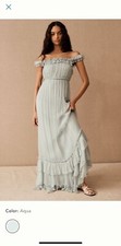 BHLDN Aqua Blue Antoinette Dress Size 10 NWT $298 Anthropologie