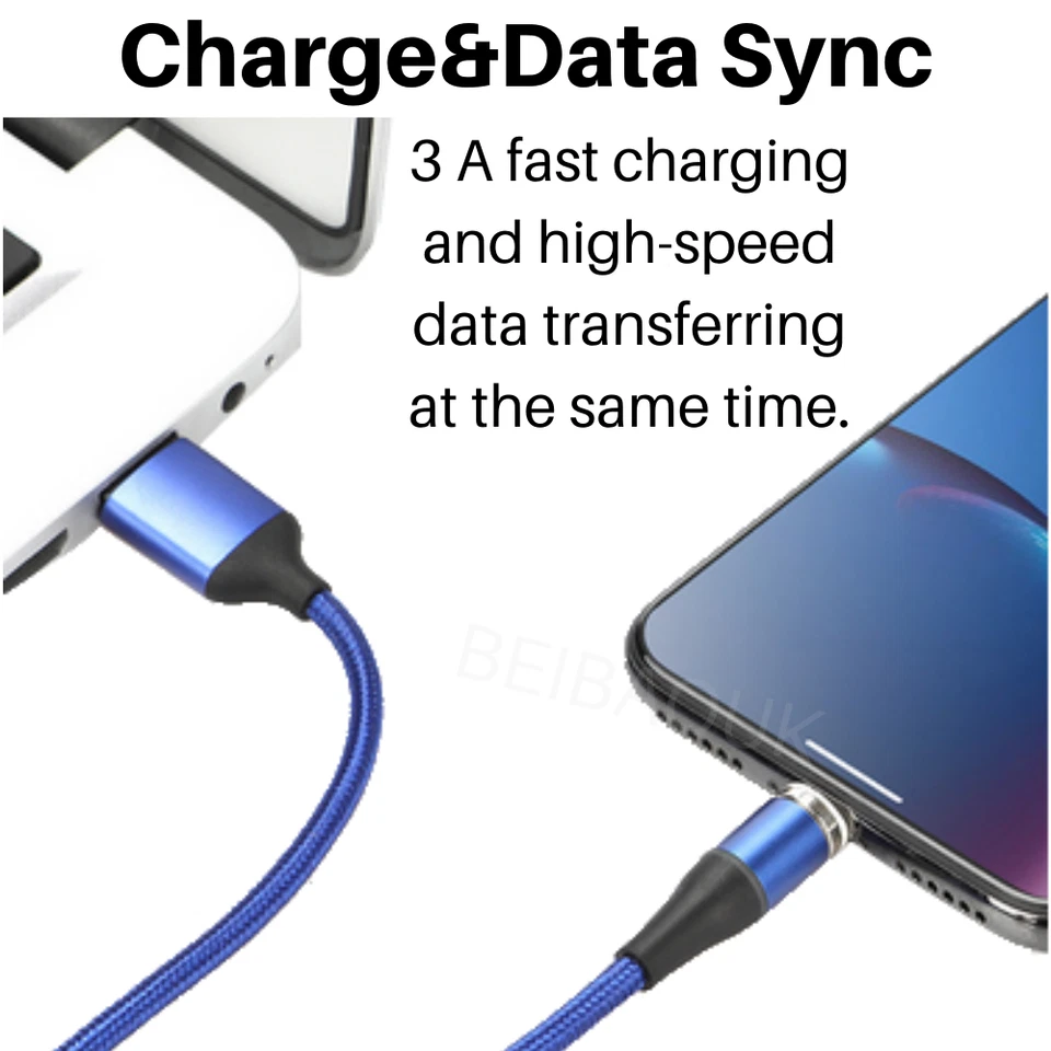 3Pack 3Ft 6Ft Magnetic Type C Cable Fast Charger USB C Data Cord For Samsung LG - Image 4 of 4