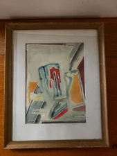 1990 Framed & Matted Abstract VIII Print Watercolor Painting by M. Gordon
