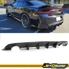 Fits 15-23 Dodge Charger V3 Style Rear Bumper Lip Diffuser Carbon Fiber