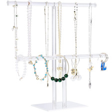 Jewelry Stand Necklace Holder 2-Tier Tower Display Bangles Necklaces Acrylic