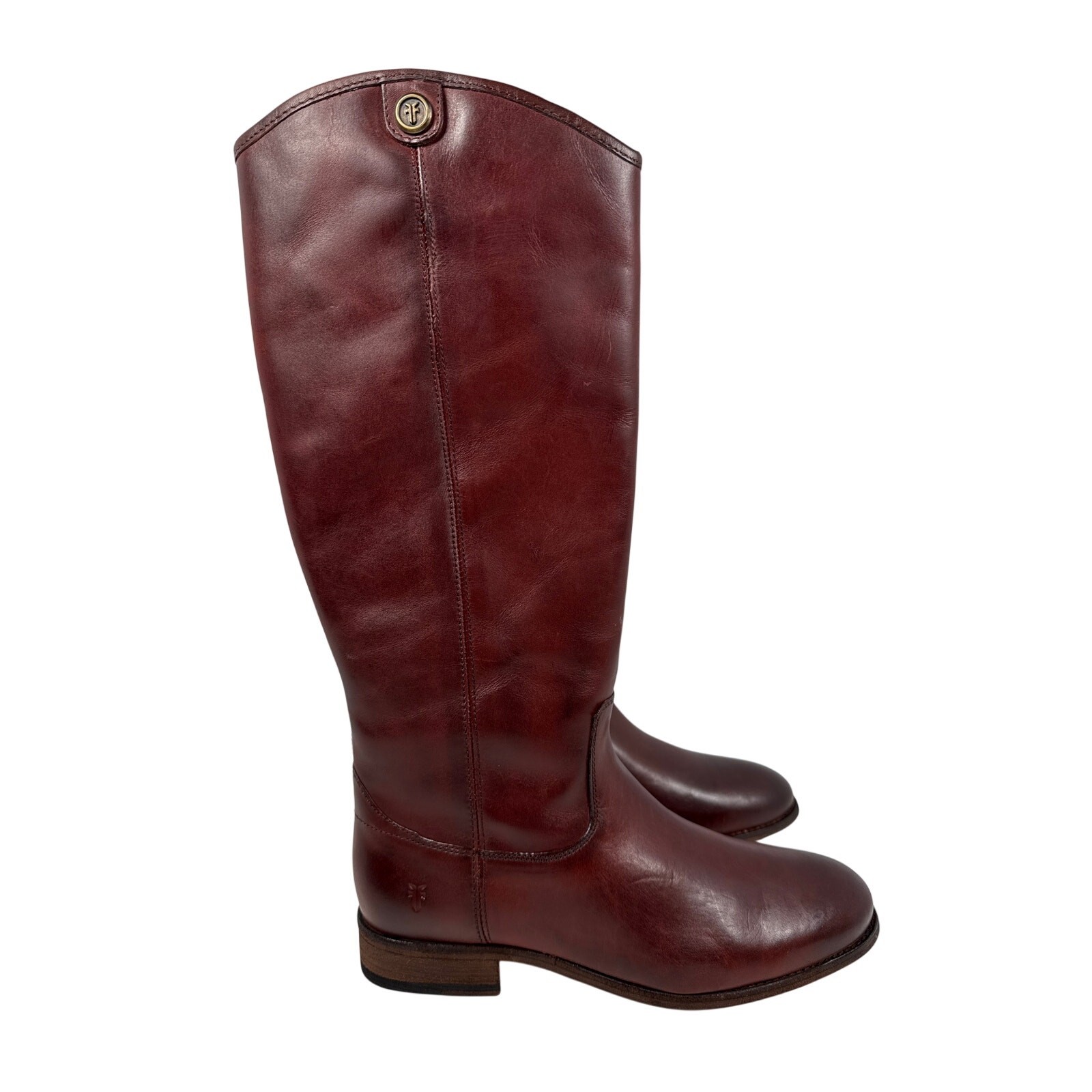 Frye Melissa Button Tall Boot Womens 8.5 M Mahogany Vintage Leather Pull On image 2