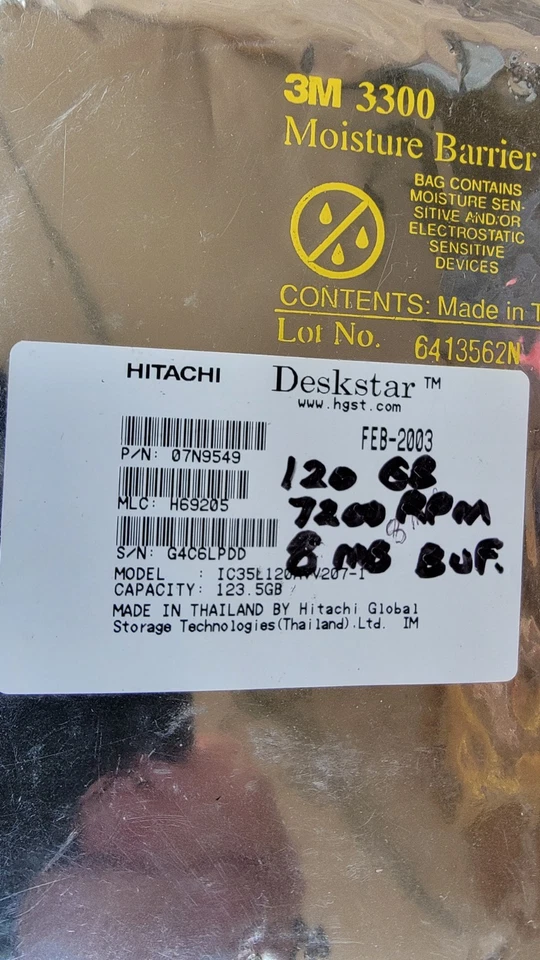 Sealed Nos Hitachi Deskstar HDD 120gb Hard Drive - Image 2 of 2