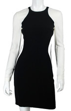 STELLA McCARTNEY Black & White Jersey Long Sleeve Bodycon Sheath Dress 40