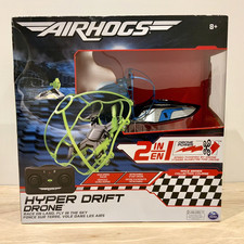 AIR HOGS Hyper Drift Dron Radio Controlled RC - 2 in 1 Toy - Silver & Blue - New