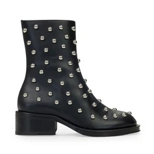NIB LANVIN BLACK/SILVER ZIPPEES AVEC CLOUS ANKLE BOOTS SIZE 41 $1990