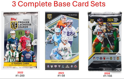 2022, 2023 & 2024 Premier Lacrosse League PLL (3) COMPLETE Base Card Sets