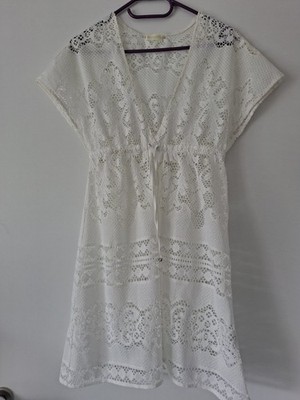 Sommerkleid Tunika Bluse weiß spitze Accessorize Größe XS Kleid