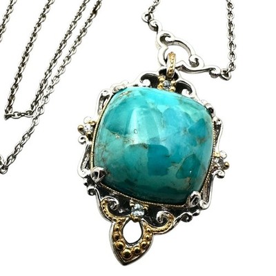 Gems En Vogue Michael Valitutti Türkis Sterlingsilber Anhänger 17 Zoll