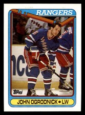  174 John Ogrodnick  Rangers 1990 Topps Hockey Sports Trading Card 