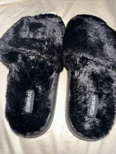 Women's Memory Foam Plush Slippers SIZE L Size 9 - 10 BLACK New