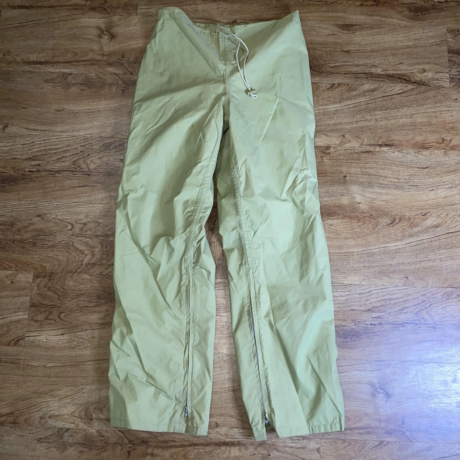 Bass Pro Shops Rain Pants Mens M VTG Beige Nylon Elastic Waist Hiking Fishing