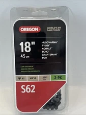 Oregon S62 18" Chainsaw Chain 2 Pack Low Kickback  62 Link 3/8” .050”