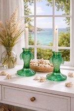 1 Kerzenständer Fisch Stabkerze Türkis Perlmutt  Maritim Sommer Glas Dekorativ