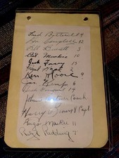 1936-37 KIMBERLEY DYNAMITERS AUTOGRAPH SHEET ALLAN CUP AND WORLD HOCKEY NHL AHL