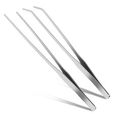 2 Pcs Reptile Feeding Tongs, 10.6IN Straight  Curved Long Tweezers