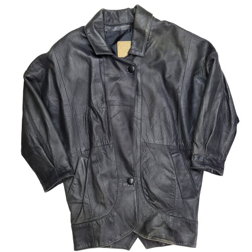 Walter Dyer Is Leather Black Jacket Men's Large Oversized Coat Made in USA - Picture 1 of 6