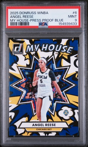 2025 PANINI DONRUSS WNBA MY HOUSE PRESS PROOF BLUE #6 ANGEL REESE PSA 9