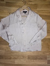 Atmosphere Blush Pink Satin Shirt Blouse Long Sleeve V Neck UK 10 Primark